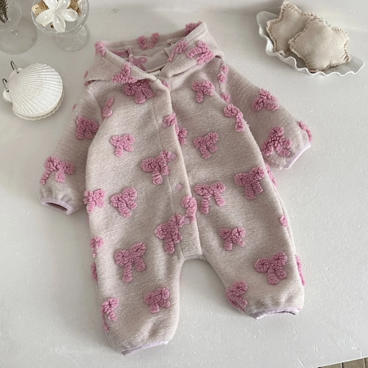 아기 소녀용 후드 점프수트, 3D 리본 자수 장식, 긴 - Newborn Baby Girl Romper Floral 리뷰 및 가격